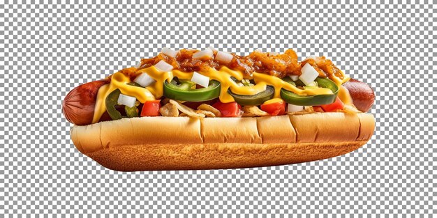 PSD smaczny pikantny hotdog na przezroczystym tle