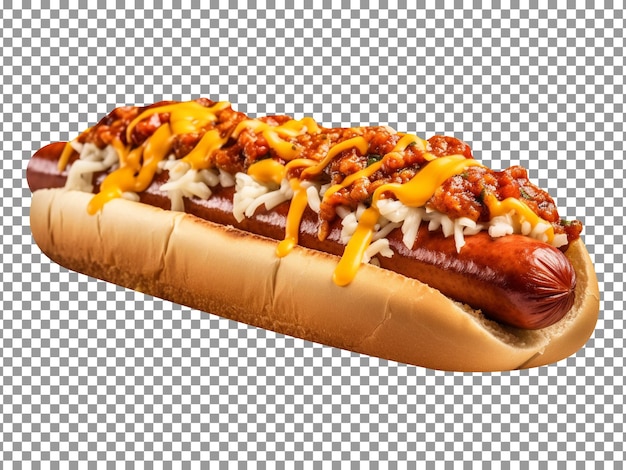 PSD smaczny ser i pikantny hotdog na przezroczystym tle