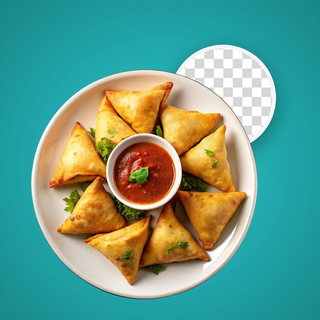 Smakelijke knapperige samosas geïsoleerd op een doorzichtige achtergrond