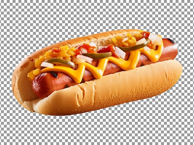 PSD smakelijke uienhotdog geïsoleerd op transparante achtergrond