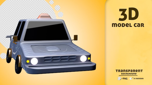 a small 3d cartoon taxi perspective