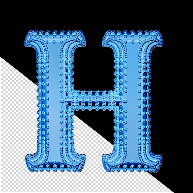 Piccole sfere 3d sul simbolo di ghiaccio blu lettera h
