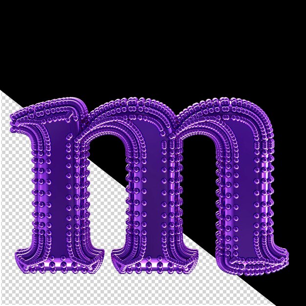 PSD small 3d spheres on the dark purple symbol letter m