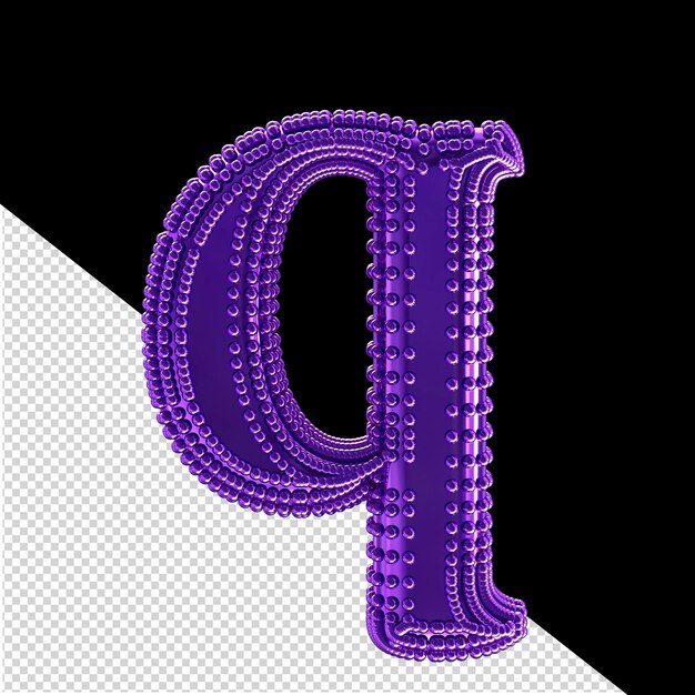 PSD piccole sfere 3d sul simbolo viola scuro lettera q