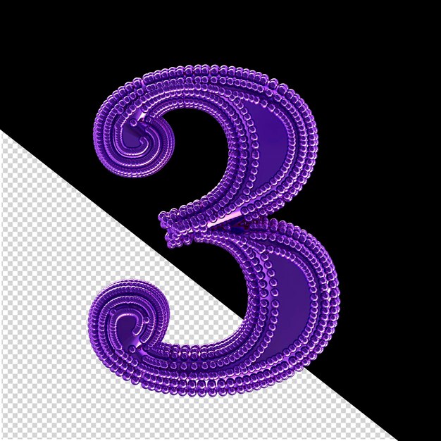 PSD small 3d spheres on the dark purple symbol number 3