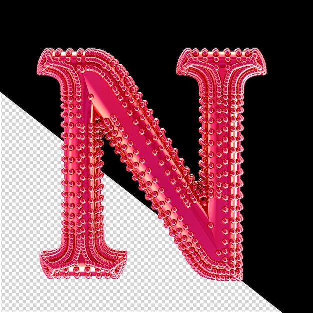 PSD piccole sfere 3d sulla lettera simbolo rosa n