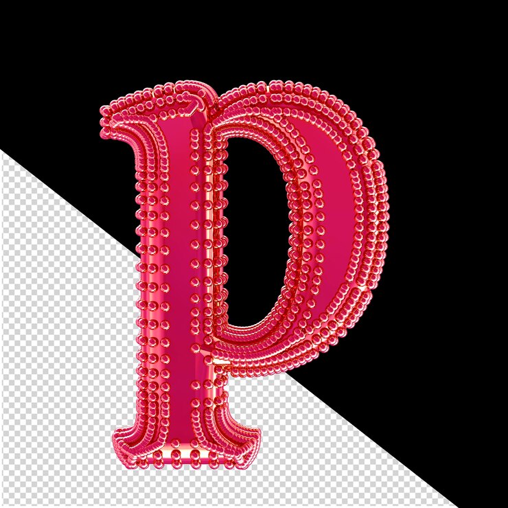 PSD small 3d spheres on the pink symbol letter p