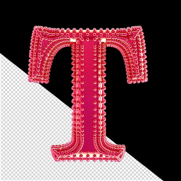 Piccole sfere 3d sulla lettera simbolo rosa t