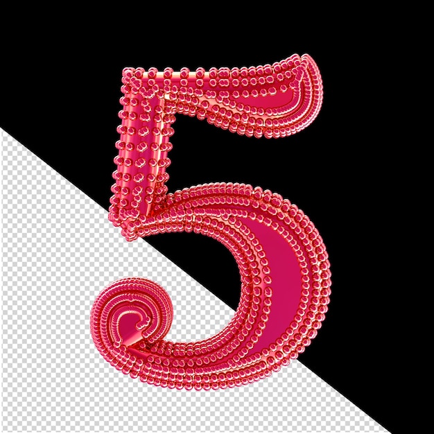 PSD small 3d spheres on the pink symbol number 5