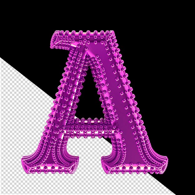 PSD piccole sfere 3d sul simbolo viola lettera a