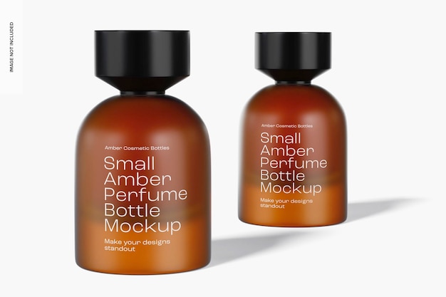 Small Amber Perfume Bottles Mockup Front View