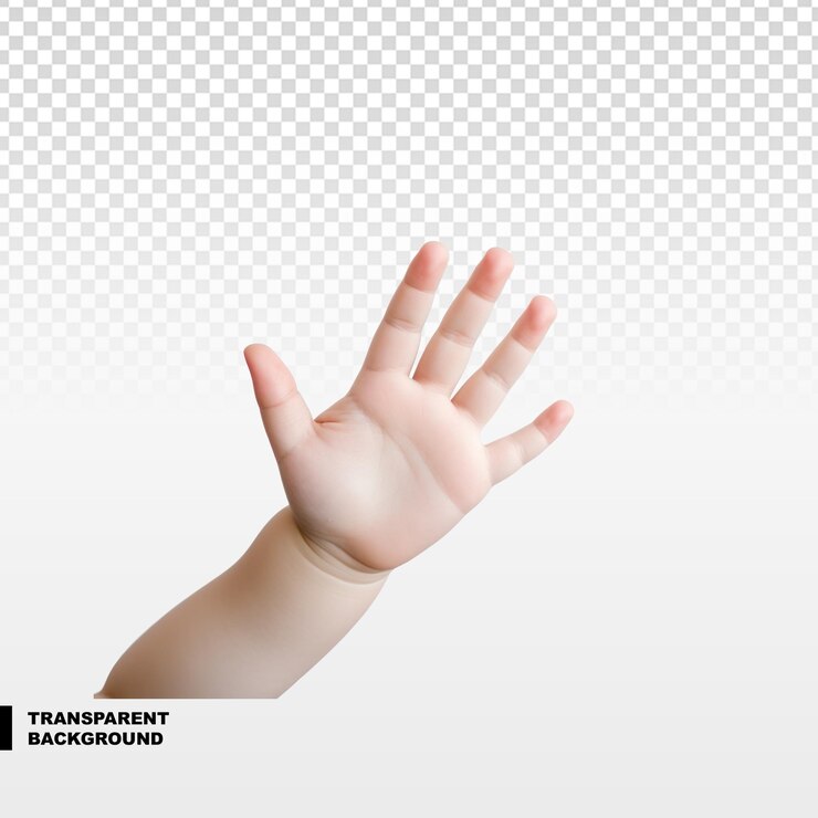 PSD small baby hand isolated on transparent background