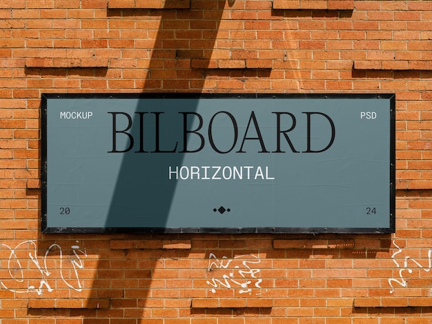 small billboard on brick wall mockup
