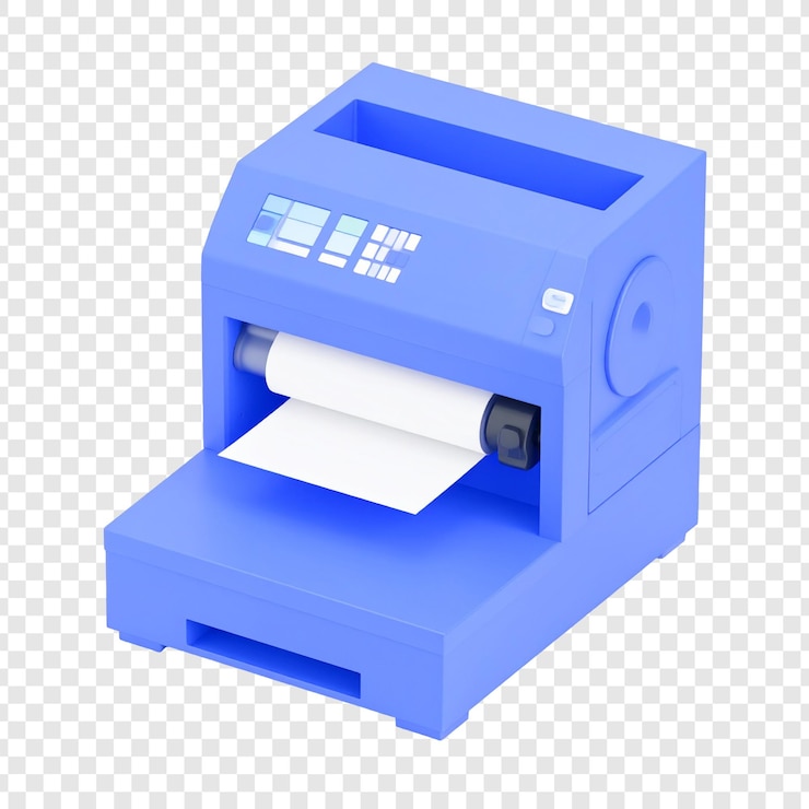 PSD small blue printer illustration for business or graphic design use
