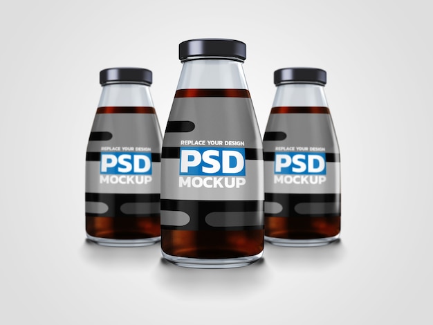 PSD rendering 3d piccola bottiglia. mockup design