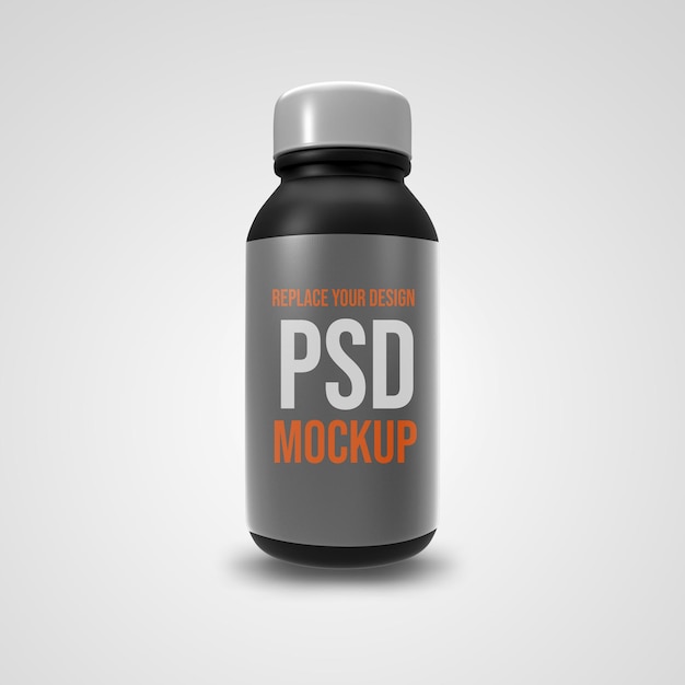 Progettazione di rendering 3d mockup piccola bottiglia