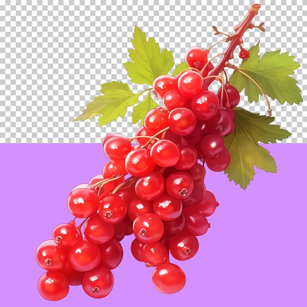 A small bunch of ripe red currants isolated object transparent background