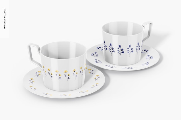 small ceramic mugs mockup, left and right view