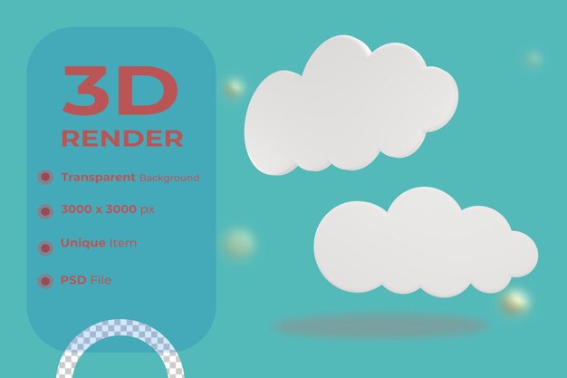 PSD small cloud ornament illustration 3d render