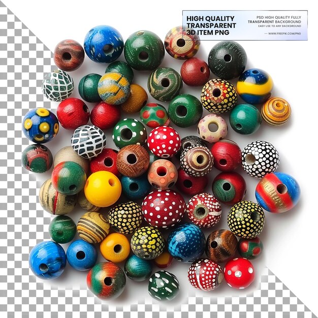 small decorative beads with holes on transparent background