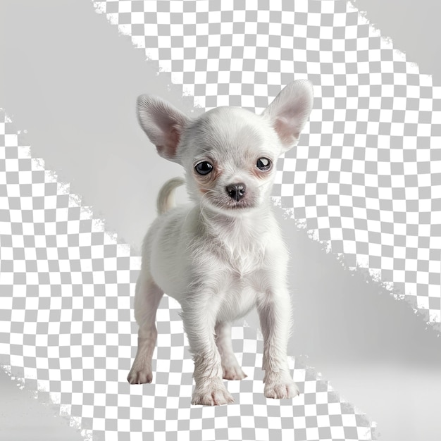 PSD a small dog is standing in front of a white background