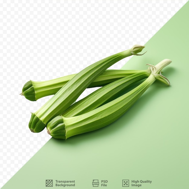 Small fresh egyptian okra isolated on transparent background