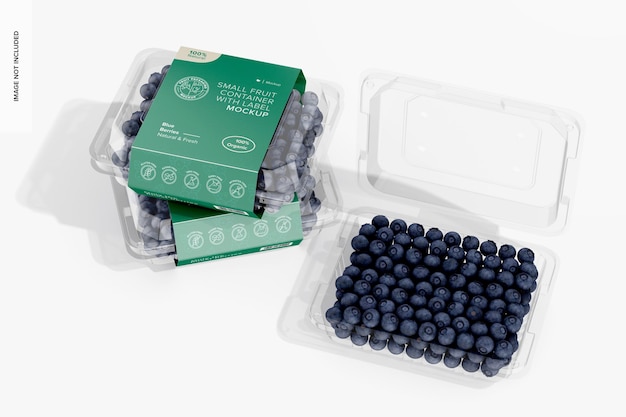 Small Fruit Containers with Label Mockup Opened