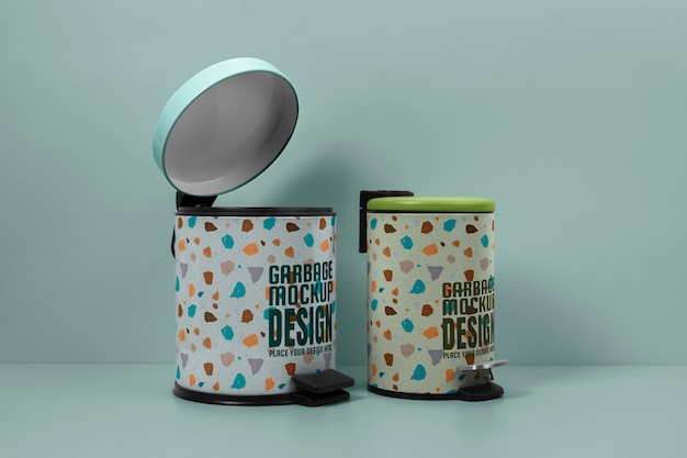 PSD small garbage can mockup