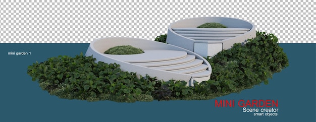 small garden with decorative trees and shrubs