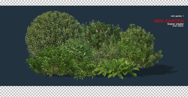 多くの植物が植えられた小さな庭。
