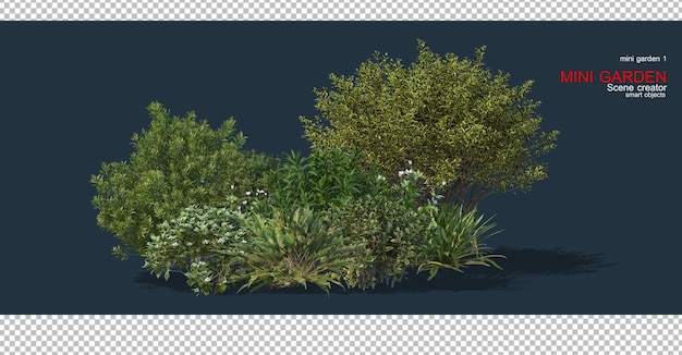 多くの植物が植えられた小さな庭。