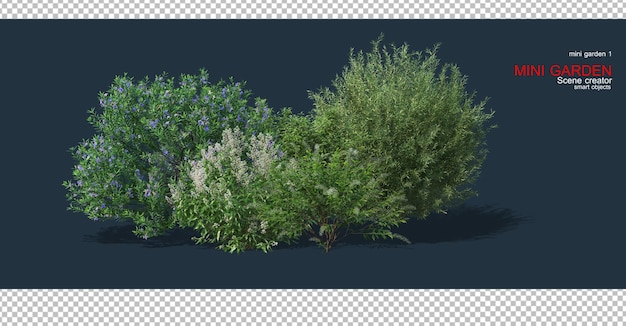 多くの植物が植えられた小さな庭。