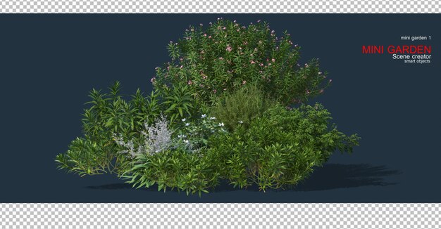 多くの植物が植えられた小さな庭。