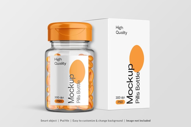 PSD small gel pills bottle mockup