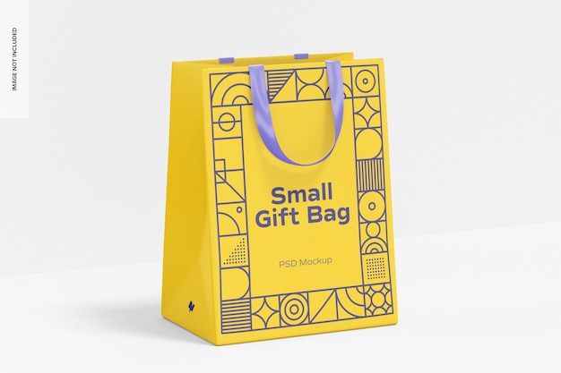 PSD small gift bag with ribbon handle mockup