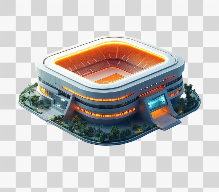 PSD small gray and red isometric stadium icon ideal for sportsrelated projects