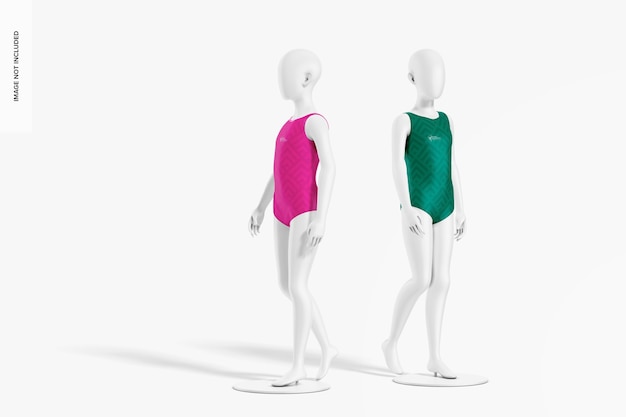 PSD small gymnastic uniforms mockup on mannequin