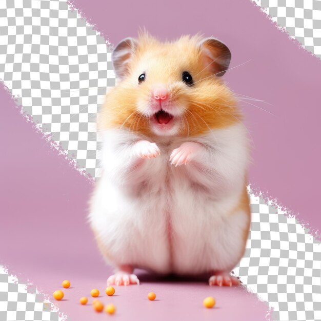 PSD small hamster with a humorous demeanor leaving transparent background