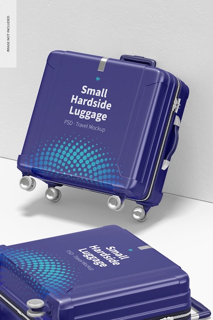 PSD small hardside luggage mockup, leaned