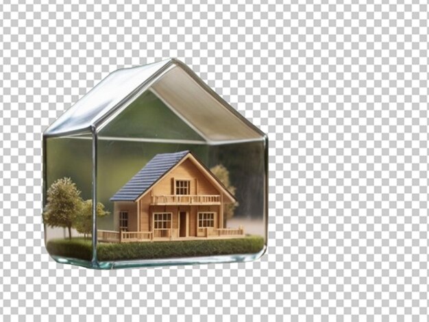 PSD Маленькая модель дома в стеклянной недвижимости