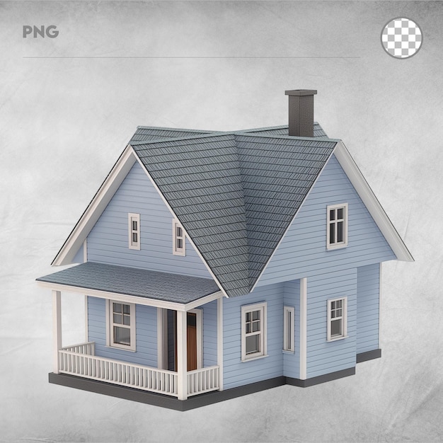 PSD small house model isolated on transparent background