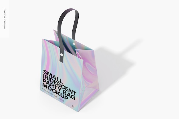 small iridescent party bag mockup, perspective