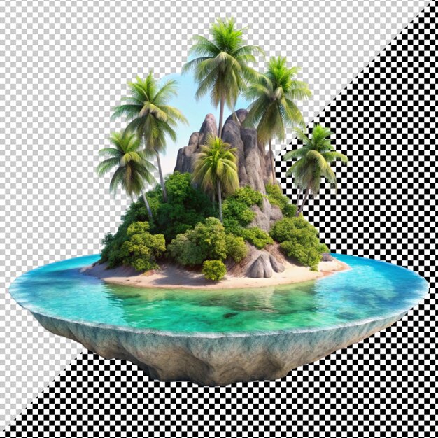 PSD small island on transparent background