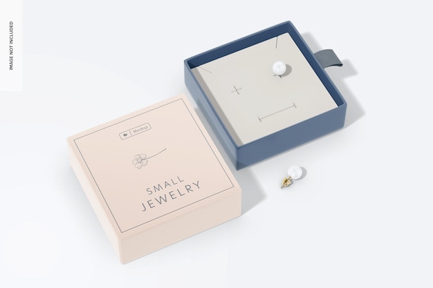 Small jewelry paper box mockup, opened