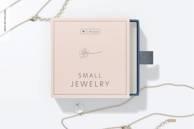 Small jewelry paper box mockup, top view