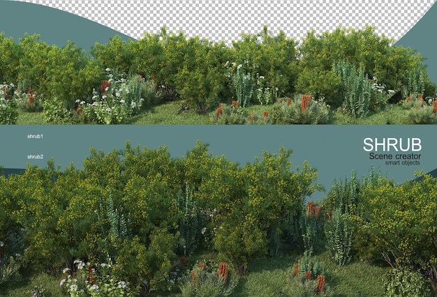 Small landscaping display renderigng isolated