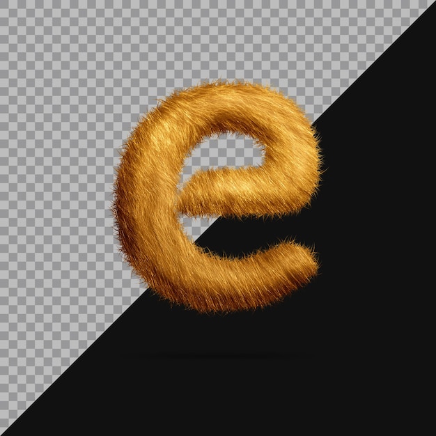 Small letter e with realistic 3d fur