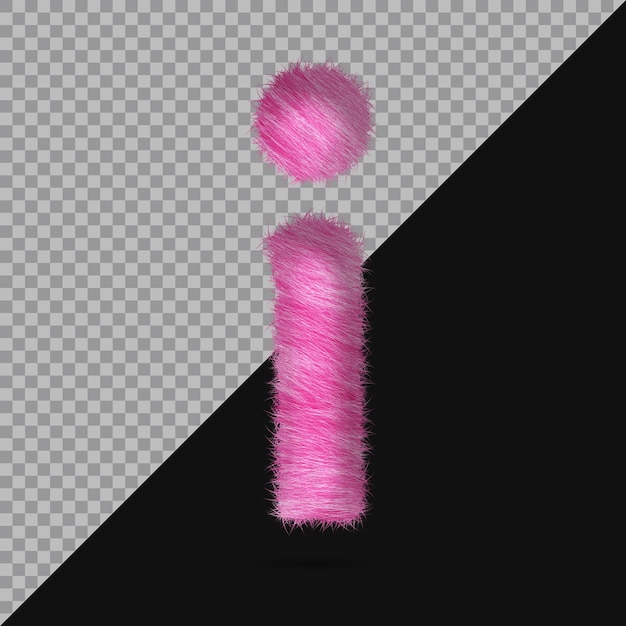 Small letter i with realistic 3d fur