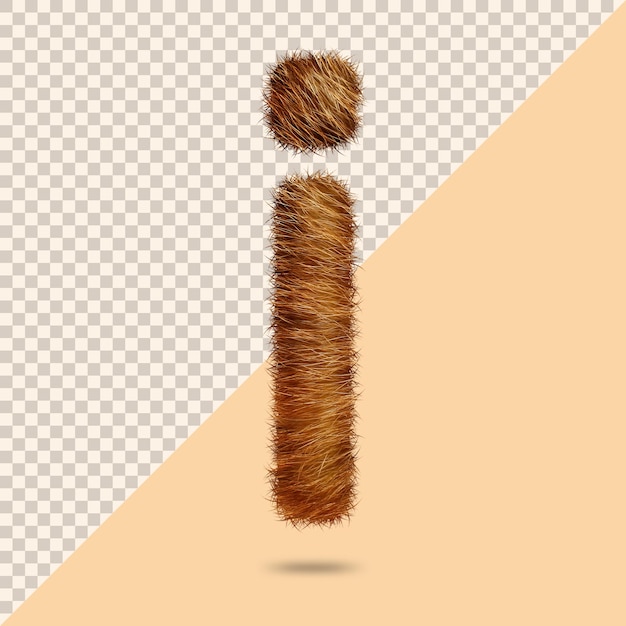 small letter i with realistic 3d fur