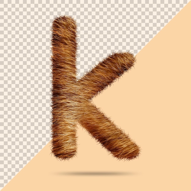 PSD small letter k with realistic 3d fur